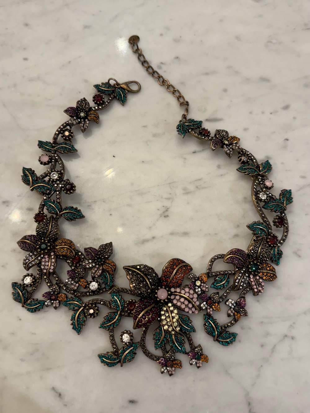 Multicolor Crystal Floral Statement Necklace - Women's Jewelry